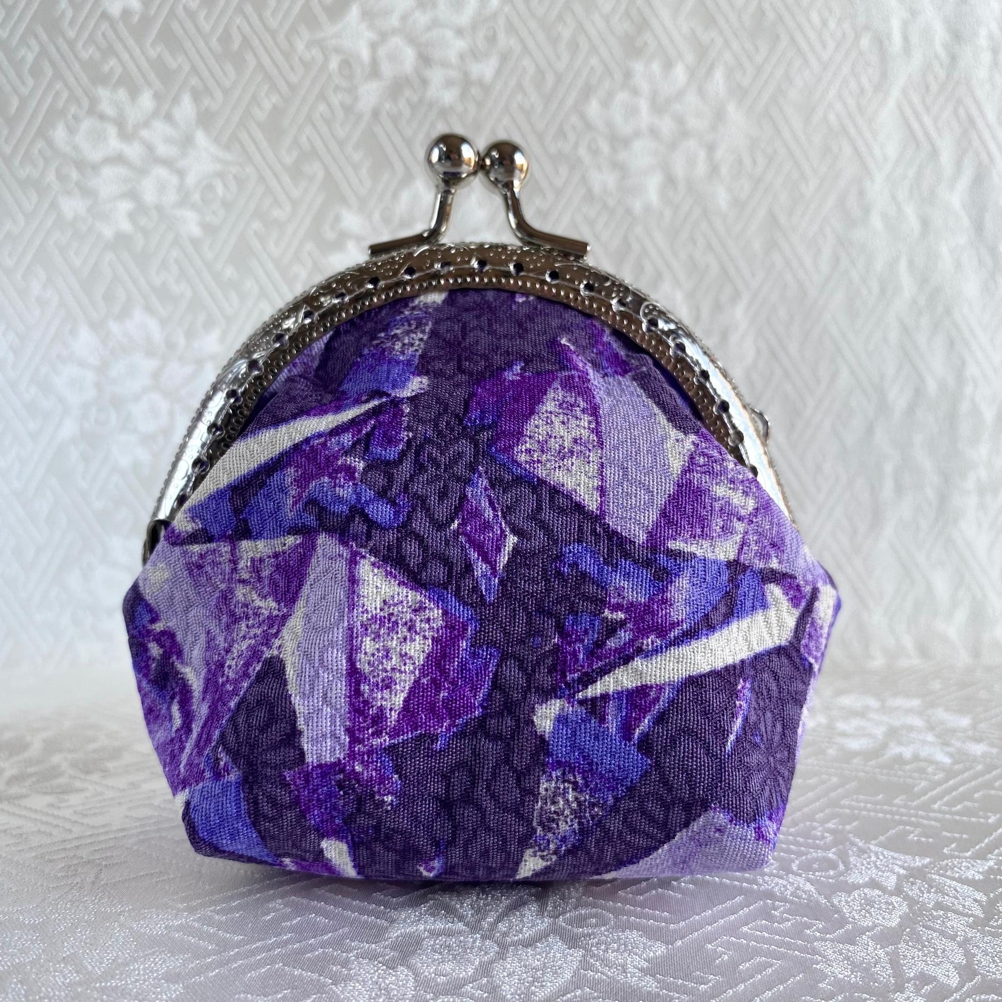 『宝石』シリーズ 【 正絹 手染め がま口財布 】《アメジスト》 手のひらサイズのオシャレな小銭入れ | 2枚目